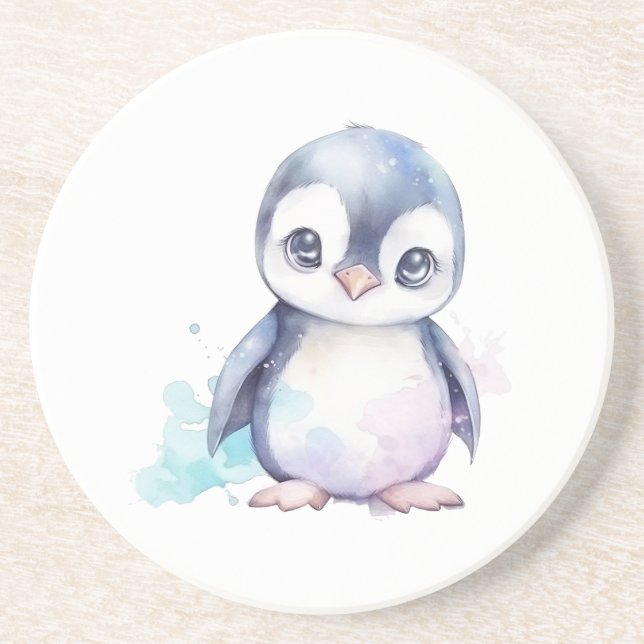 Baby Penguin Sandstone Coaster (Front)