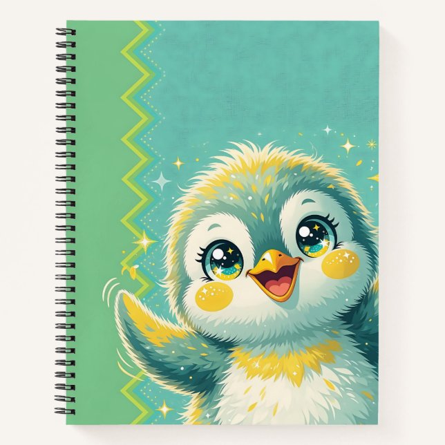 Baby Penguin Waving Notebook (Front)