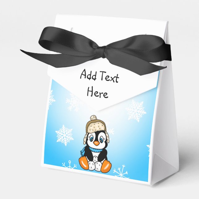 Baby Penguin Winter Snowflakes Party  Favour Box (Front Side)