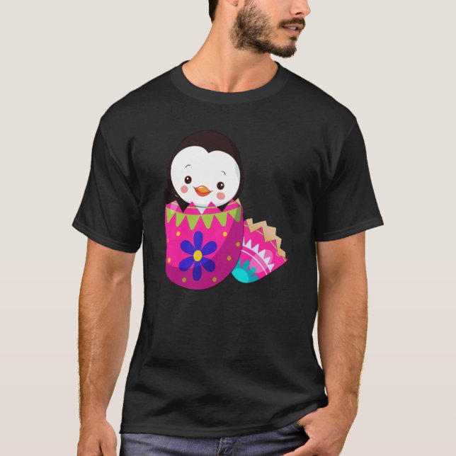 Baby Penguins Hatching From Easter Egg Easter Day T-Shirt (Front)