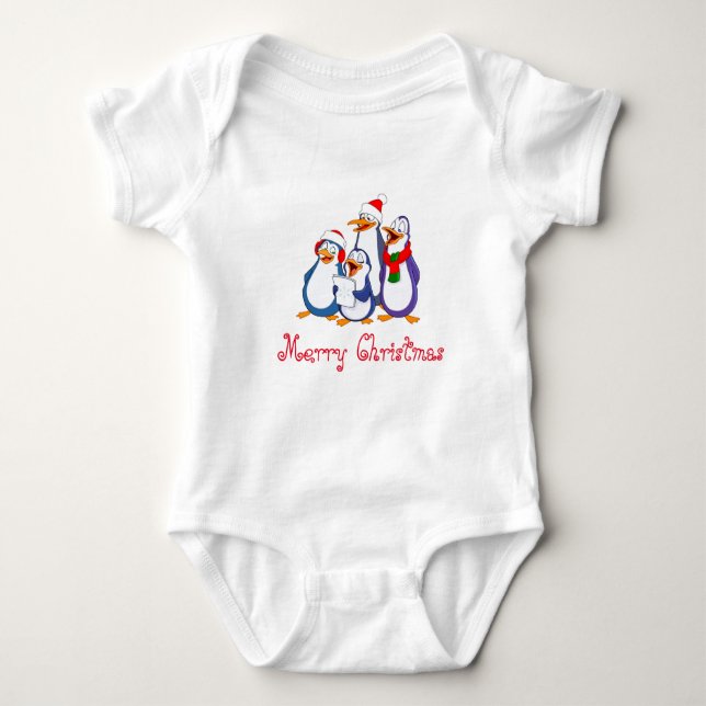 Baby Penguins Holiday T-Shirt Baby Bodysuit (Front)