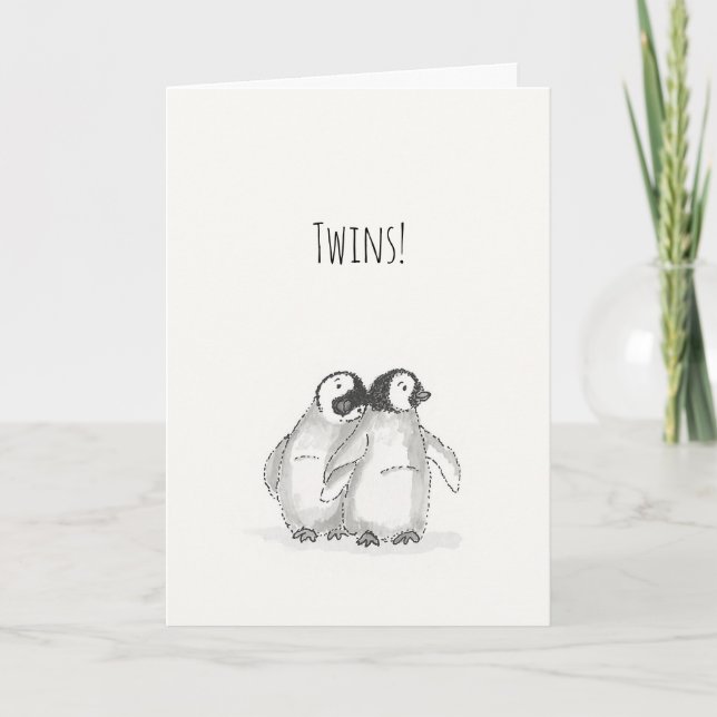 Baby penguins twins card (Front)