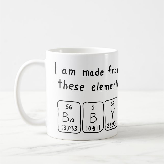 Baby periodic table name mug (Left)