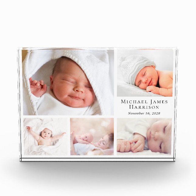 Baby Personalised Collage Photo Block (Front)