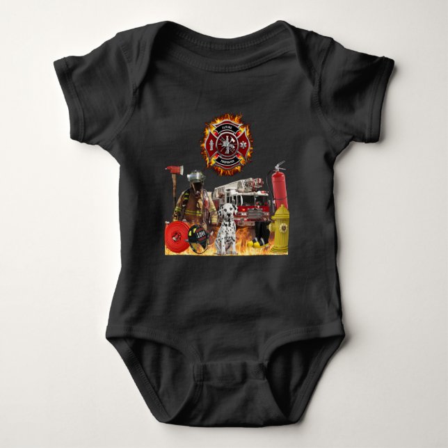 Baby Personalised Future Firefighter Baby Baby Bod Baby Bodysuit (Front)