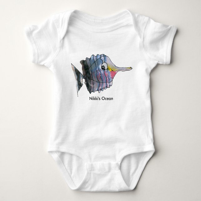 Baby Personalised Infant Butterfly Fish Baby Bodysuit (Front)
