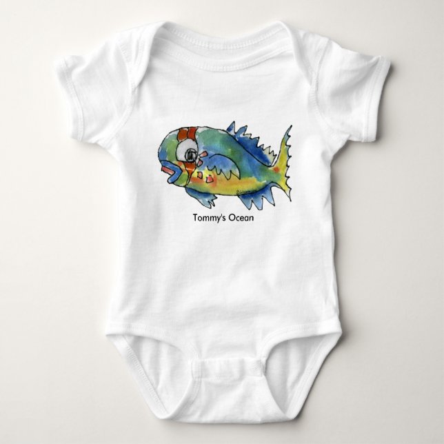 Baby Personalised Infant Parrot Fish Baby Bodysuit (Front)