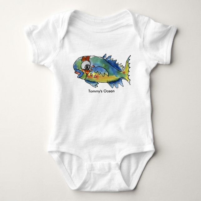 Baby Personalised Infant Parrot Fish Bodysuit (Front)