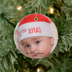 Baby personalised photo First Christmas  Ceramic Ornament