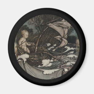 Baby Peter Pan on a Leaf Magnet