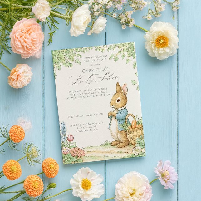 Baby Peter Rabbit Garden Baby Shower Invitation (Creator Uploaded)