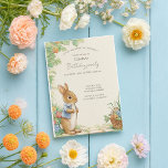 Baby Peter Rabbit Garden Birthday Invitation<br><div class="desc">Invite your guests to a sweet and whimsical baby shower with this garden-themed Peter Rabbit design. Featuring Peter Rabbit in a gardening scene with watering cans, carrots, and pastel blooms, this illustration brings Beatrix Potter’s charm to life. Perfect for outdoor or springtime baby showers with a natural, vintage feel. If...</div>