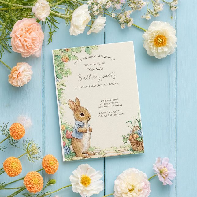Baby Peter Rabbit Garden Birthday Invitation (Creator Uploaded)