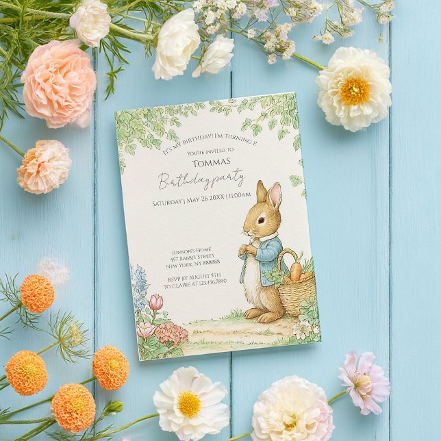 Baby Peter Rabbit Garden Birthday Invitation (Creator Uploaded)