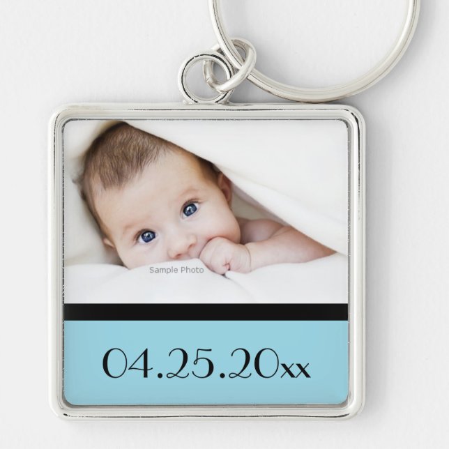 baby photo and date of birth key ring (Front)