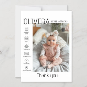 Baby Photo and stats Magnetic Invitation