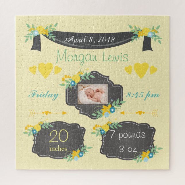 Baby Photo Announcement Jigsaw Puzzle (Vertical)