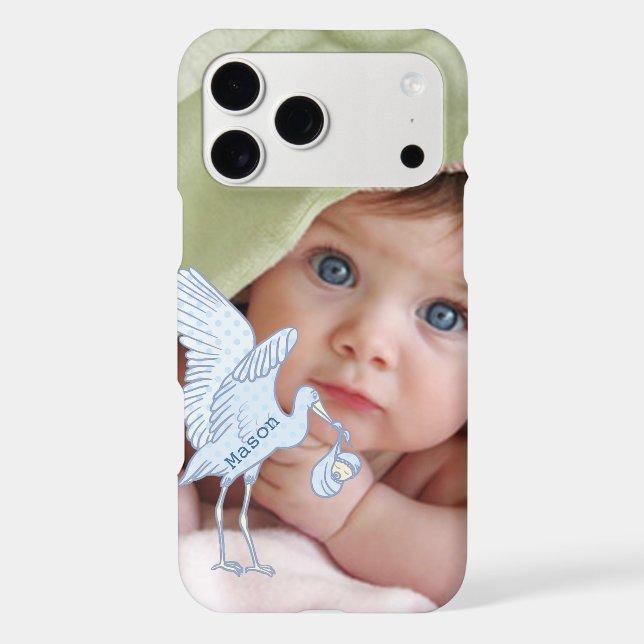 Baby Photo Baby Blue Stork iPhone (Back)