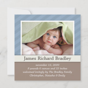 Baby Photo Birth Announcement ~ Blue Duotones