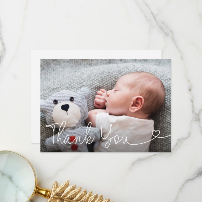 Baby Photo Birth Announcement Script Modern (Front/Back In Situ)