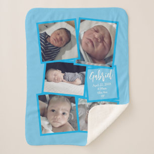 Baby Photo Blanket with Name and Personalised Text