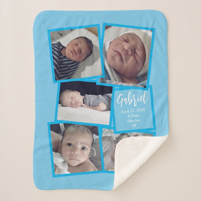 Baby Photo Blanket with Name and Personalised Text (Front)