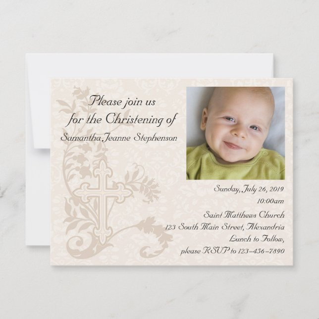 Baby Photo Christening Invitation (Front)