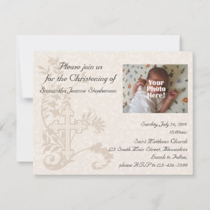 Baby Photo Christening Invitation