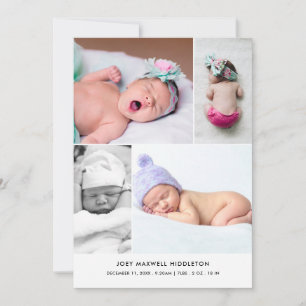 Baby Photo Collage Modern Birth Announcement