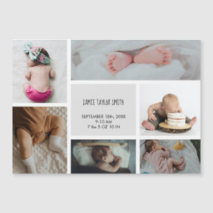 Baby Photo Collage Name Birth Date Announcement