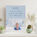 Baby Photo Cute I Love You Mummy Wording Blue Faux Canvas Print<br><div class="desc">Adorable baby photo canvas for you to personalise with your own photo. The canvas has cute wording which reads "Mummy I love you so much my heart could explode into a million kisses". The template is set up for you to add your photo and edit as much of the wording...</div>