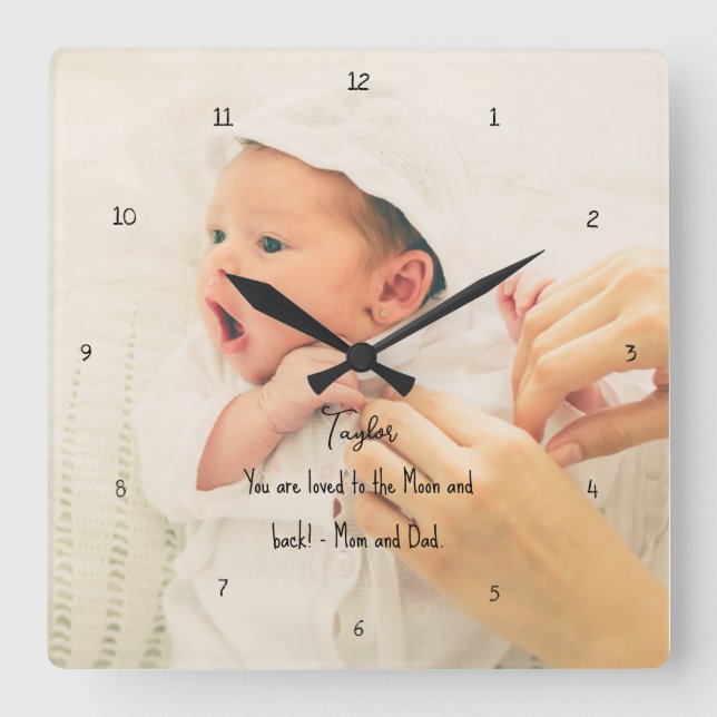 Baby Photo Cute Nursery Wall Clock (Front)
