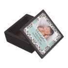 Baby Photo Eggshell Blue Brown Damask Gift Box