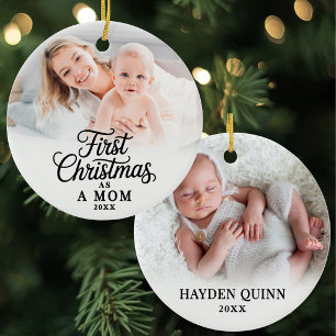 Baby Photo First Christmas As A Mum Ceramic Ornament