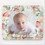 Baby Photo Floral Rose Pink Butterfly Botanical  Mouse Pad<br><div class="desc">Custom Photo | Name | Text Floral Rose Pink Butterfly Mouse Pad. All the photos and texts are pre-arranged for you to personalise easily and quickly with your own details. For many other designs,  please visit store collection:   
https://www.zazzle.com/collections/119376792509928647</div>