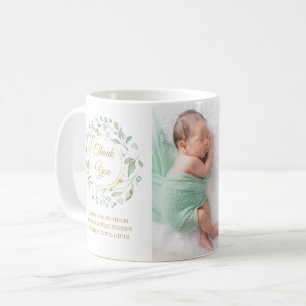 Baby Photo Floral Thank You Birth Annnouncement Coffee Mug