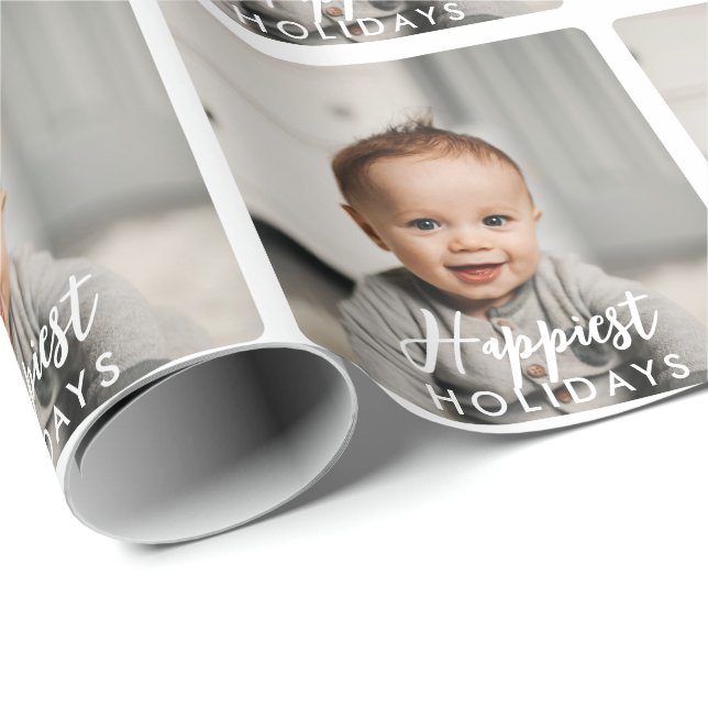 Baby Photo Happiest Holidays Custom  Wrapping Paper (Roll Corner)