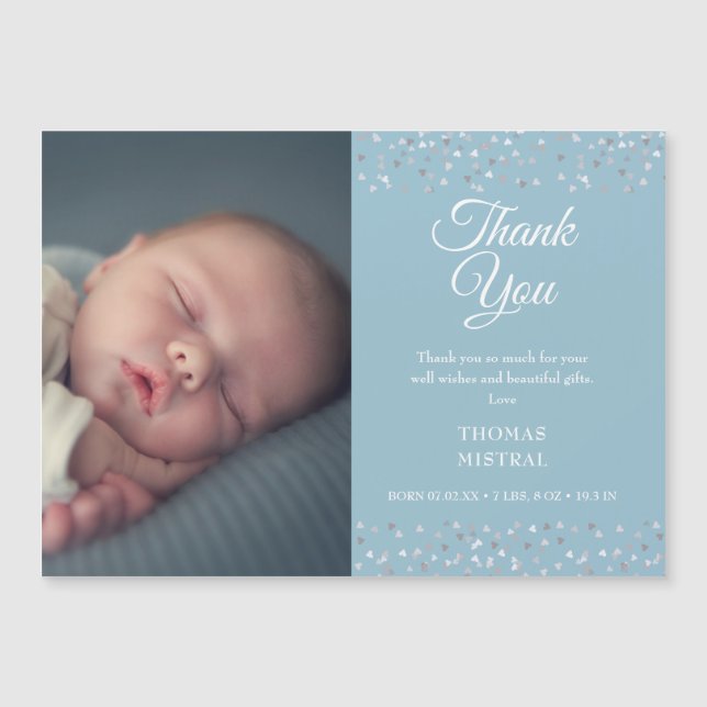 Baby Photo Hearts Thank You Birth Announcement (Front)