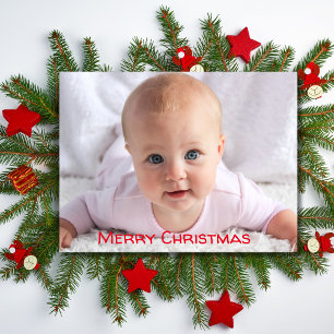Baby Photo Merry Christmas Holiday Postcard