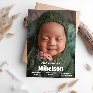 Baby Photo Modern Birth Announcement
