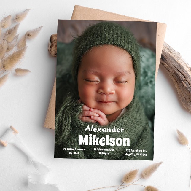 Baby Photo Modern Birth Announcement (Creator Uploaded)