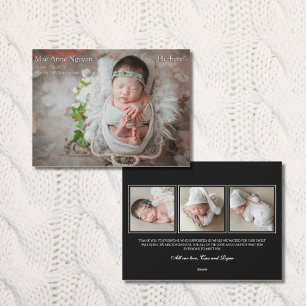 Baby Photo Modern Birth Announcement Black & White