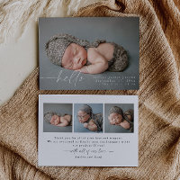 Baby Photo Modern Birth Announcement Card
