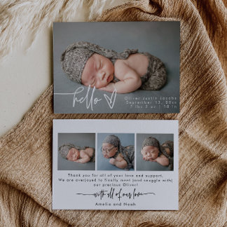 Baby Photo Modern Birth Announcement Card