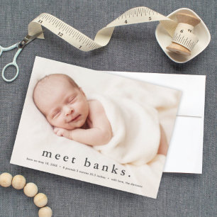 Baby photo modern name birth announcement