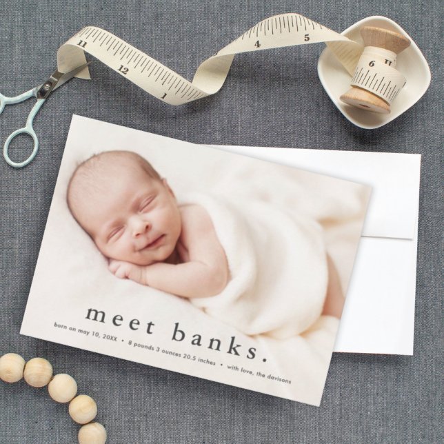 Baby photo modern name birth announcement (Creator Uploaded)