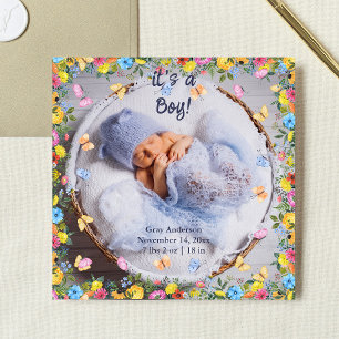 Baby Photo Modern Whimsical Birth Announcement