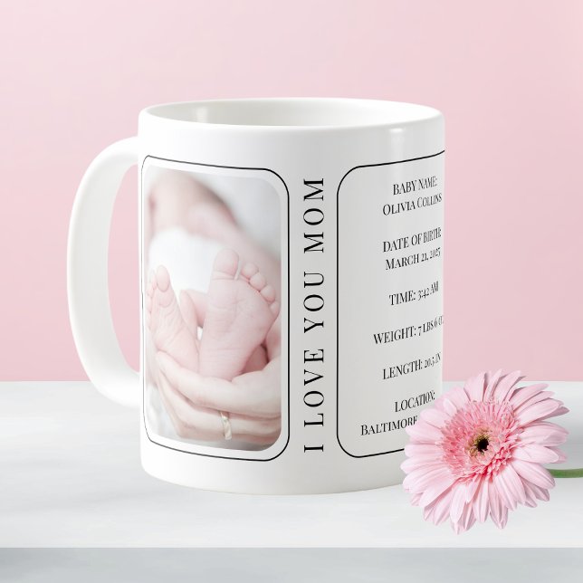 Baby Photo Modern White New Mum First Mothers Day Coffee Mug (Baby Photo Modern White New Mom First Mothers Day Coffee Mug)