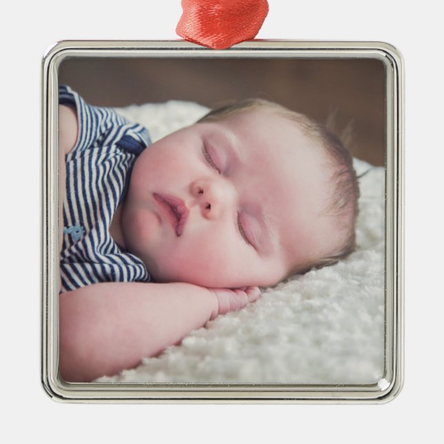 Baby Photo My First Christmas Keepsake Metal Ornament (Front)