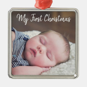 Baby Photo My First Christmas Keepsake Metal Ornament